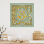 Sri Yantra Golden Glitzer - Poster (Küche)