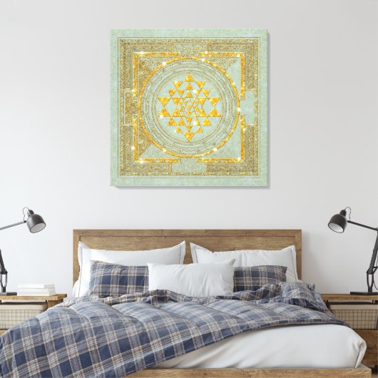 Sri Yantra Golden Glitzer - überzogene Canvas Leinwanddruck (Insitu (Schlafzimmer))