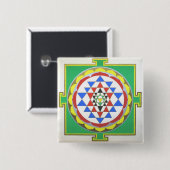 Sri Yantra Heilige Geometrie - Exakte Farben Button (Vorne & Hinten)