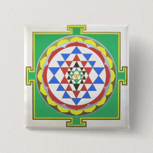 Sri Yantra Heilige Geometrie - Exakte Farben Button (Vorderseite)
