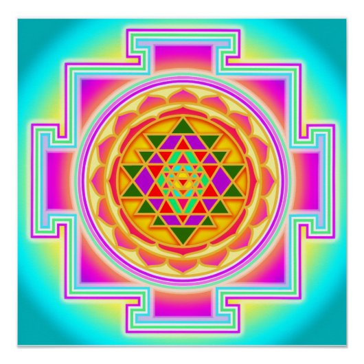 Sri Yantra Heilige Geometrie Poster (Vorderseite)