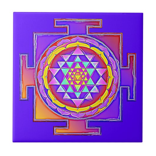 Sri Yantra - Hinduismus Symbol Design 1 Fliese (Vorderseite)