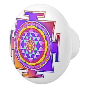 Sri Yantra - Hinduismus Symbol Design 1 Keramikknauf