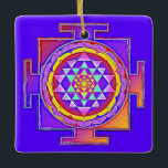 Sri Yantra - Hinduismus Symbol Design 1 Keramikornament<br><div class="desc">Sprit Symbol Design von EDDA Fröhlich / EDDArt | SRI YANTRA | Yantras sind rituelle Diagramme , die zur Meditation oder zur Erfüllung von Initialfunktionen verwendet werden. Das Sri Yantra enthält neun miteinander verbundene Dreiecke, die Shiva vier und fünf Shakti darstellen. | Sie vermissen andere Farben oder Produkte mit diesem...</div>