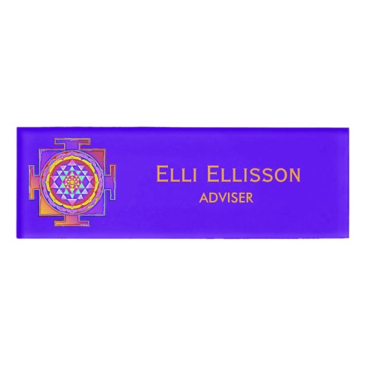 Sri Yantra - Hinduismus Symbol Design 1 Namenschild (Vorderseite)