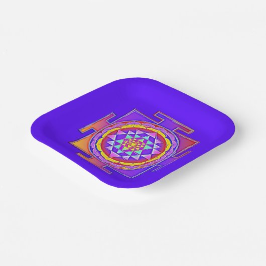 Sri Yantra - Hinduismus Symbol Design 1 Pappteller (Gewinkelt)
