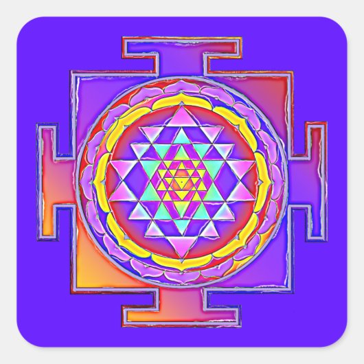 Sri Yantra - Hinduismus Symbol Design 1 Quadratischer Aufkleber (Vorderseite)