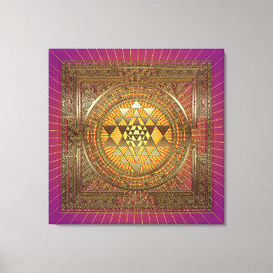 Sri Yantra Lila Sun - überzogene Canvas Leinwanddruck