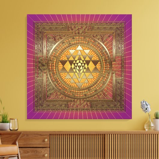 Sri Yantra Lila Sun - überzogene Canvas Leinwanddruck (Insitu (Wohnzimmer))