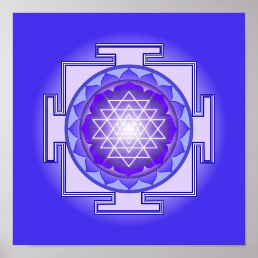 Sri Yantra Mandala Lila und Blue Print Poster (Vorne)