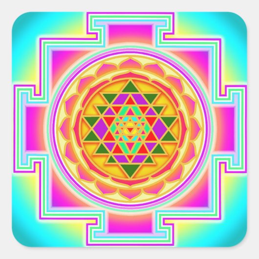 Sri Yantra Quadratischer Aufkleber (Vorderseite)