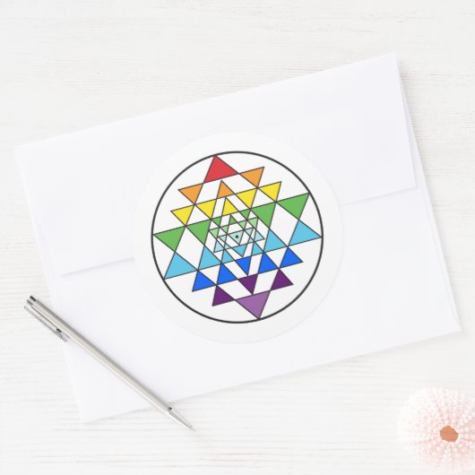 Sri Yantra-Regenbogenaufkleber Runder Aufkleber (Umschlag)