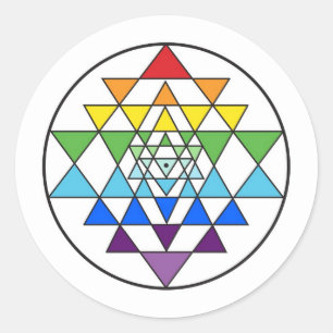 Sri Yantra-Regenbogenaufkleber Runder Aufkleber