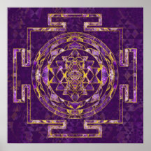 Sri Yantra / Sri Chakra Amethyst und Gold
