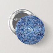 Sri Yantra / Sri Chakra Blue Watercolor Button (Vorne & Hinten)