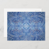 Sri Yantra / Sri Chakra Blue Watercolor Postkarte (Vorne/Hinten)