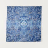 Sri Yantra / Sri Chakra Blue Watercolor Wandteppich (Vorderseite)