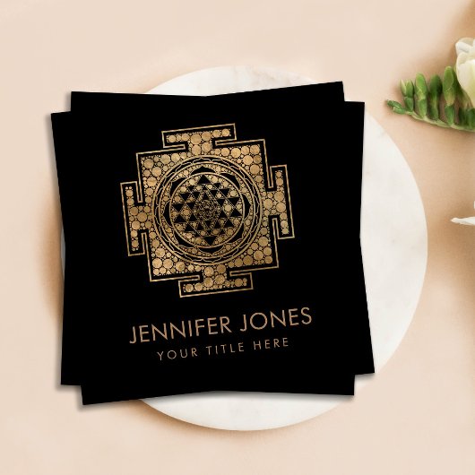 Sri Yantra / Sri Chakra Dot Art Quadratische Visitenkarte