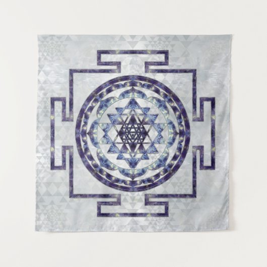 Sri Yantra/Sri Chakra Edelstein und Perle Wandteppich (Vorderseite)