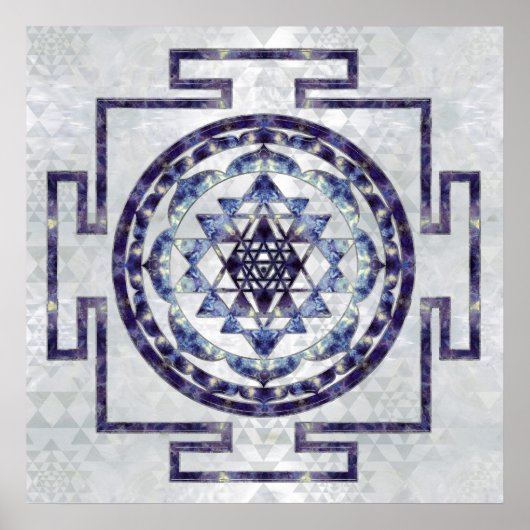 Sri Yantra / Sri Chakra Gemstone und Perle Poster (Vorne)