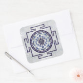 Sri Yantra / Sri Chakra Gemstone und Perle Quadratischer Aufkleber (Umschlag)