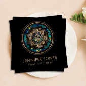 Sri Yantra / Sri Chakra Gold und Marmor Dot Art Quadratische Visitenkarte