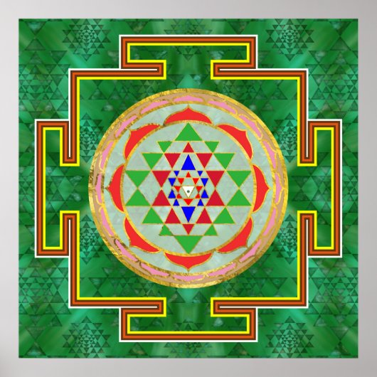 Sri Yantra / Sri Chakra in Farbe Poster (Vorne)