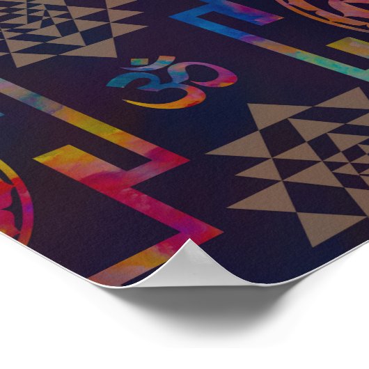 Sri Yantra / Sri Chakra in Farbe Poster (Ecke)