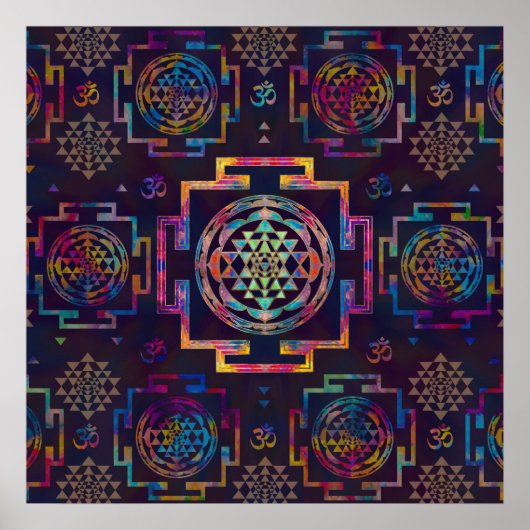 Sri Yantra / Sri Chakra in Farbe Poster (Vorne)