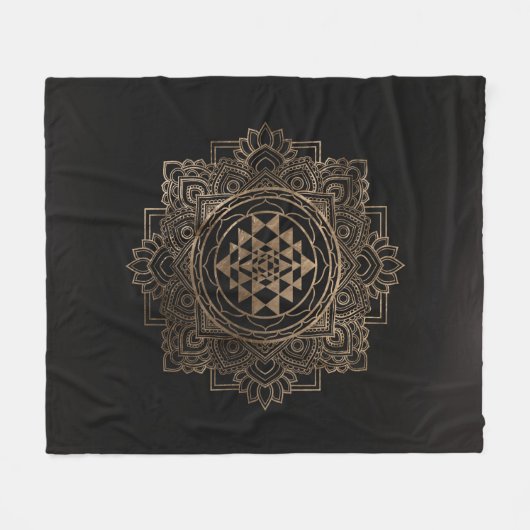Sri Yantra / Sri Chakra in Goldlotus Fleecedecke (Vorderseite (Horizontal))