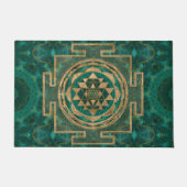 Sri Yantra/Sri Chakra Malachit und Gold Fußmatte (Vorderseite)