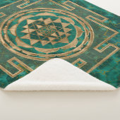 Sri Yantra/Sri Chakra Malachit und Gold Sherpadecke (3/4)