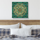 Sri Yantra / Sri Chakra Malachite und Gold Leinwanddruck (Insitu (Schlafzimmer))
