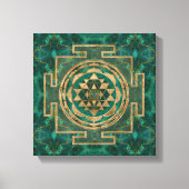 Sri Yantra / Sri Chakra Malachite und Gold Leinwanddruck (Vorderseite)