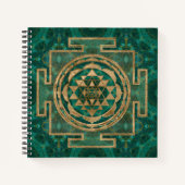 Sri Yantra / Sri Chakra Malachite und Gold Notizblock (Vorderseite)