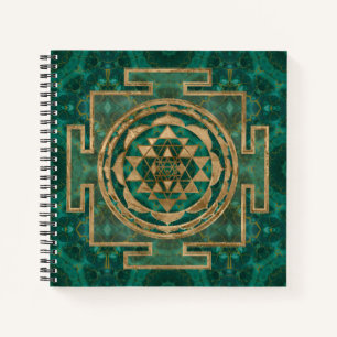 Sri Yantra / Sri Chakra Malachite und Gold Notizblock