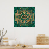 Sri Yantra / Sri Chakra Malachite und Gold Poster (Küche)