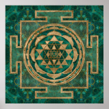 Sri Yantra / Sri Chakra Malachite und Gold
