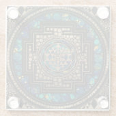 Sri Yantra/Sri Chakra Marmor und Gold Glasuntersetzer (Rückseite)
