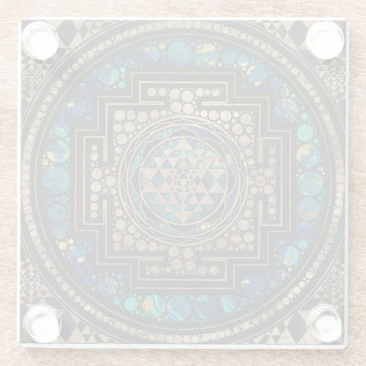 Sri Yantra/Sri Chakra Marmor und Gold Glasuntersetzer (Rückseite)