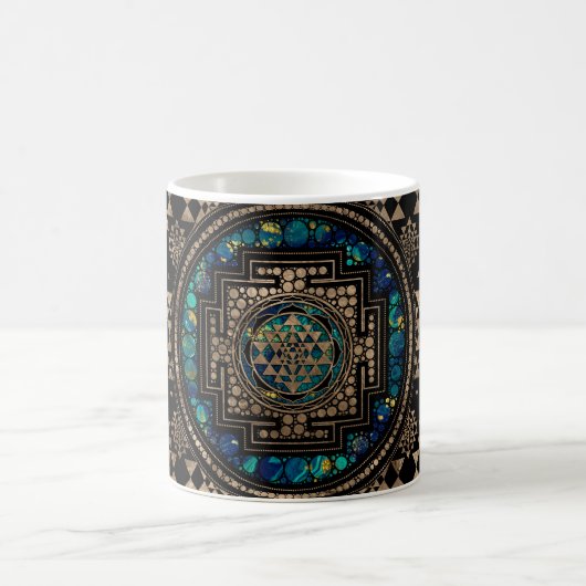 Sri Yantra/Sri Chakra Marmor und Gold Kaffeetasse (Mittel)