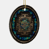 Sri Yantra/Sri Chakra Marmor und Gold Keramik Ornament (Rechts)