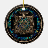 Sri Yantra/Sri Chakra Marmor und Gold Keramik Ornament (Hinten)