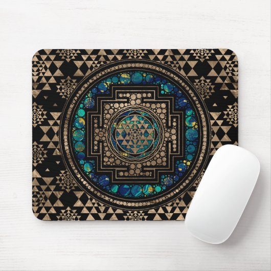 Sri Yantra/Sri Chakra Marmor und Gold Mousepad (Mit Mouse)