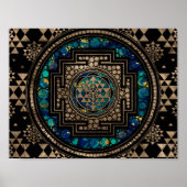 Sri Yantra / Sri Chakra Marmor und Gold Poster (Vorne)