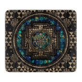 Sri Yantra/Sri Chakra Marmor und Gold Schneidebrett (Vorderseite)