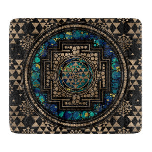 Sri Yantra/Sri Chakra Marmor und Gold Schneidebrett