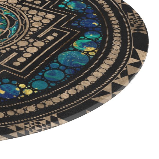 Sri Yantra/Sri Chakra Marmor und Gold Schneidebrett (Ecke)