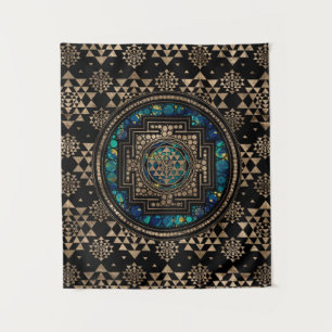 Sri Yantra/Sri Chakra Marmor und Gold Wandteppich