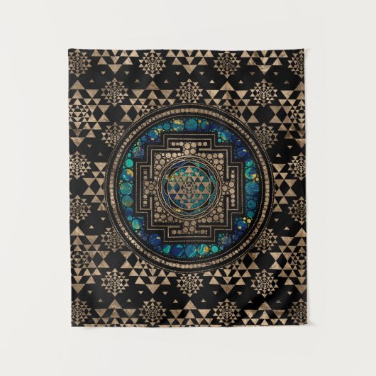 Sri Yantra/Sri Chakra Marmor und Gold Wandteppich (Vorderseite)